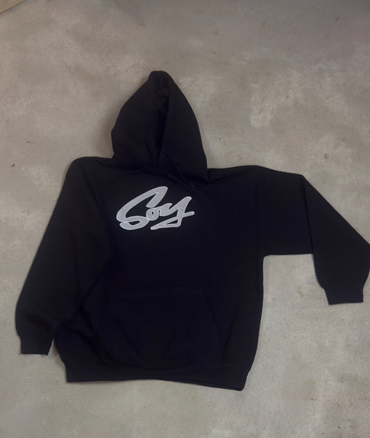 Black and white SOY hoodie